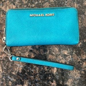 Michael Kors Teal Wristlet Wallet